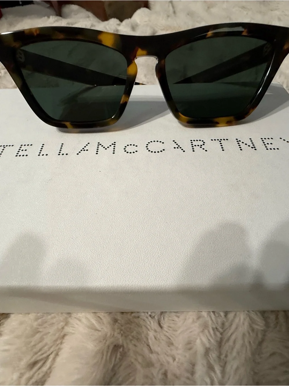 AUTHENTIC STELLA McCARTNEY TORTOISESHELL SQUARE SUNGLASSES + ORIGINAL BOX